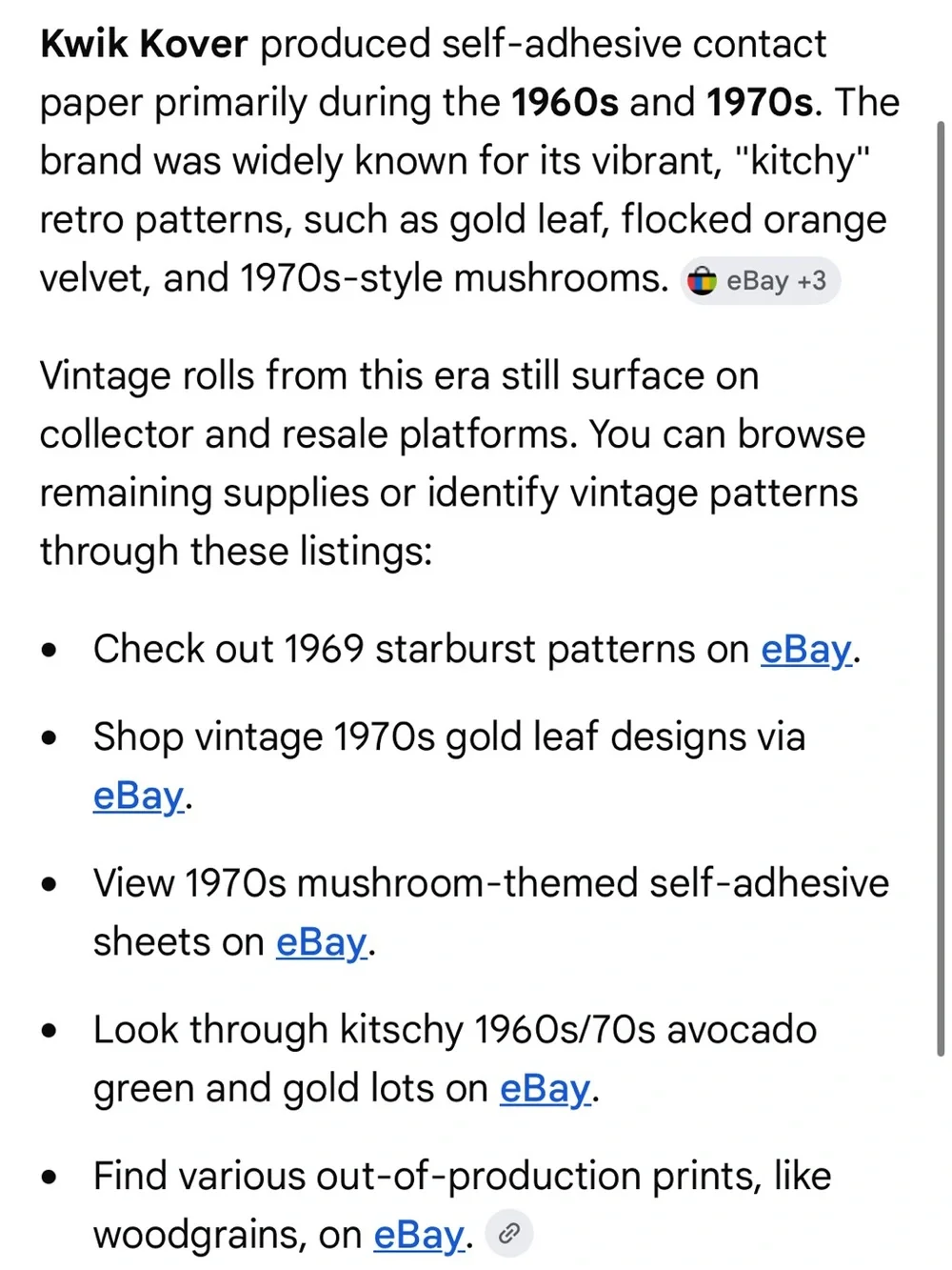 Vintage 70’s Kwik Kover kitch kitchen contact paper roll